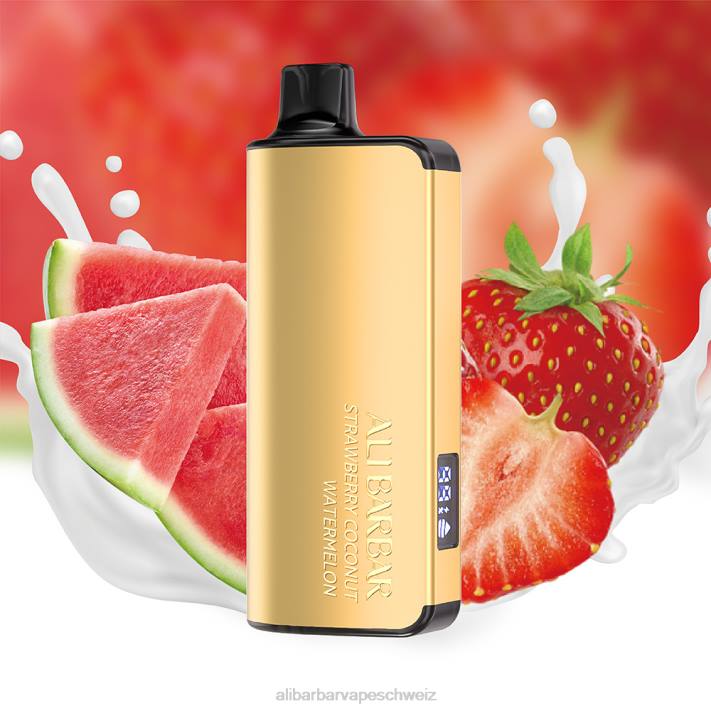 Alibarbar Flavours Erdbeer-Kokos-Wassermelone - Alibarbar Ingot 9000 Einweg-Vaporizer 4D8P24